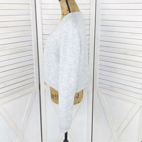 Gianni Bini Dani Cardigan Sweater Rhinestone Button Ribbed Gray Large - Picture 3 of 14